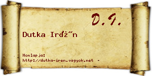 Dutka Irén névjegykártya
